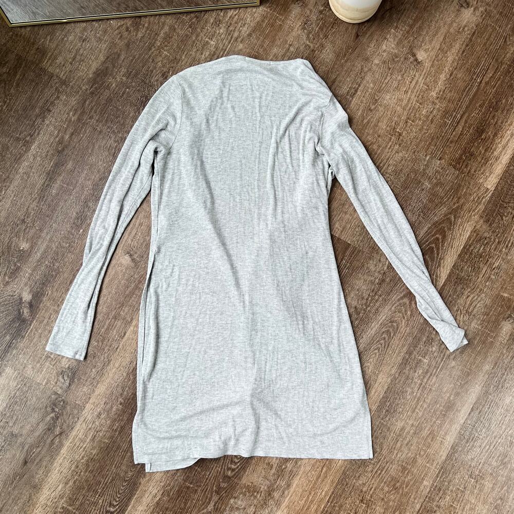 Joah Brown Long Double Slit Ribbed Gray Cardigan - Picture 4 of 5